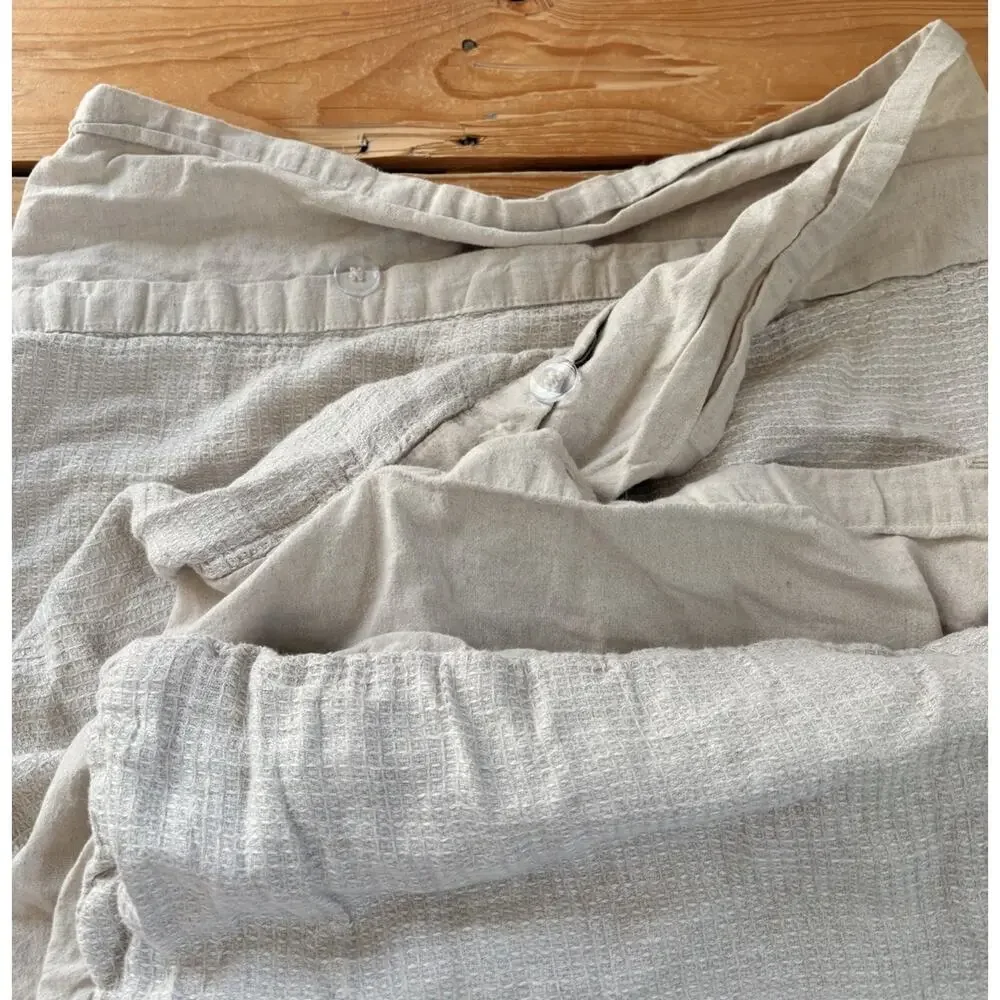 Pottery Barn Linen Flax Button Closure duvet Cover Size Queen Beige Ba